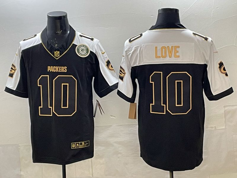 Men Green Bay Packers #10 Love Black gold 3th generation Nike 2025 Limited NFL Jersey style 02